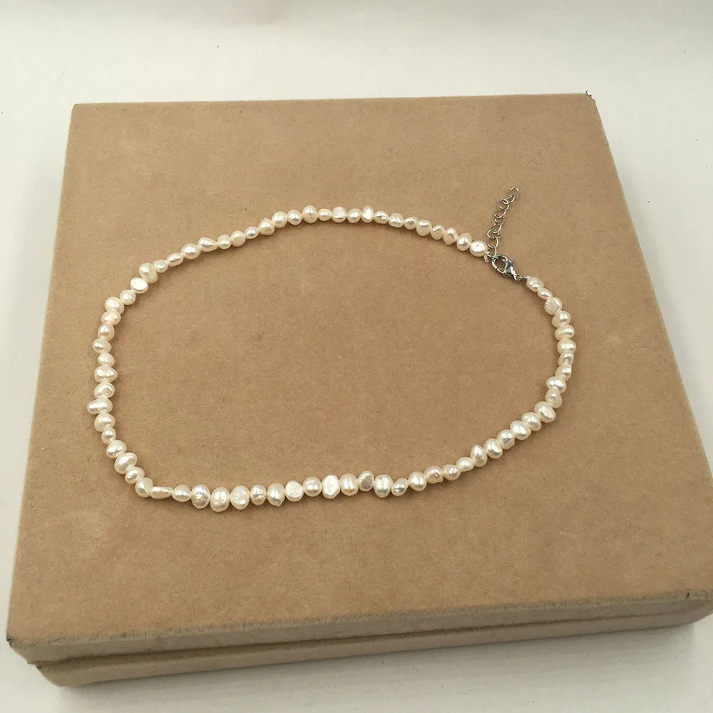 15 Inch /16 Inch/18inch Nature Baroque FRESHWATER PEARL Choker NECKLACE nice CLASP - Rhodium Plating 5-6 mm Pearl