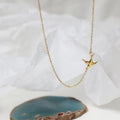 Creative Cute Animal Fly Swallow Pendant Necklace 18K Gold Plated Stainless Steel Short Choker Necklace for Women