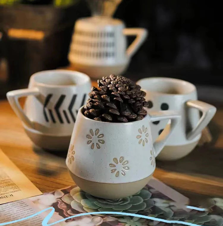 Custom logo Vintage Handmade Ceramic Mug Personality Water Cup Clay Pottery Coffee Mug