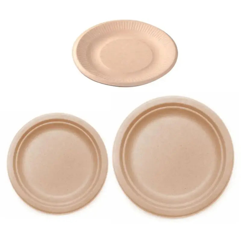 Eco-Friendly Compostable Paper Plates 6/7/9in Disposable Tableware Biodegradable Dessert Plate for Outdoor Party