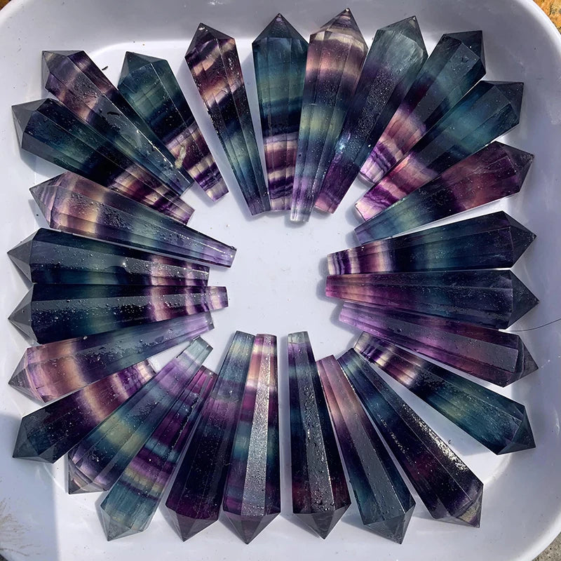 Wholesale High Quality Rainbow Fluorite Crystal Pendulum Pendant Hand Carved Folk Crafts Polished