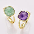 Womens S925 Silver Ring 14k Gold Plated Gemstone Golden Rings for Women