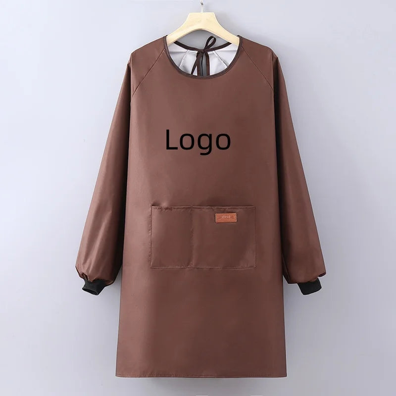 Long-Sleeved Waterproof Oil-Resistant Bib Home Kitchen Catering Workwear for Women and Men for Cooking and Adult Work