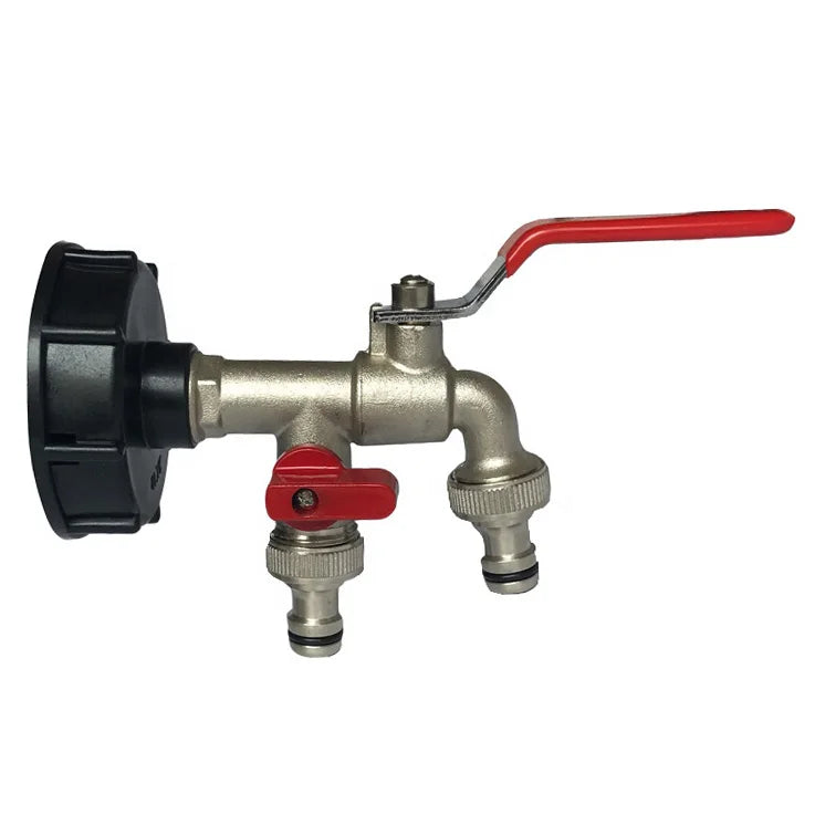 IBC Tote Tank Drain Adapter Double Head Tap Outlet Faucet Threaded Cap Garden Hose Connector 1/2" 3/4" Two Snap