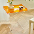 Nordic Style Clear Acrylic Folding Side Table Minimalist Extendable Home Furniture Irresistible Iridescent Rainbow Plastic