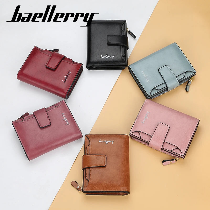 Women Cash Card Holder Multi-function Ladies Wrist Band Wallet Purse PU Leather Baellerry Zipper Closure Pure Logo Stock