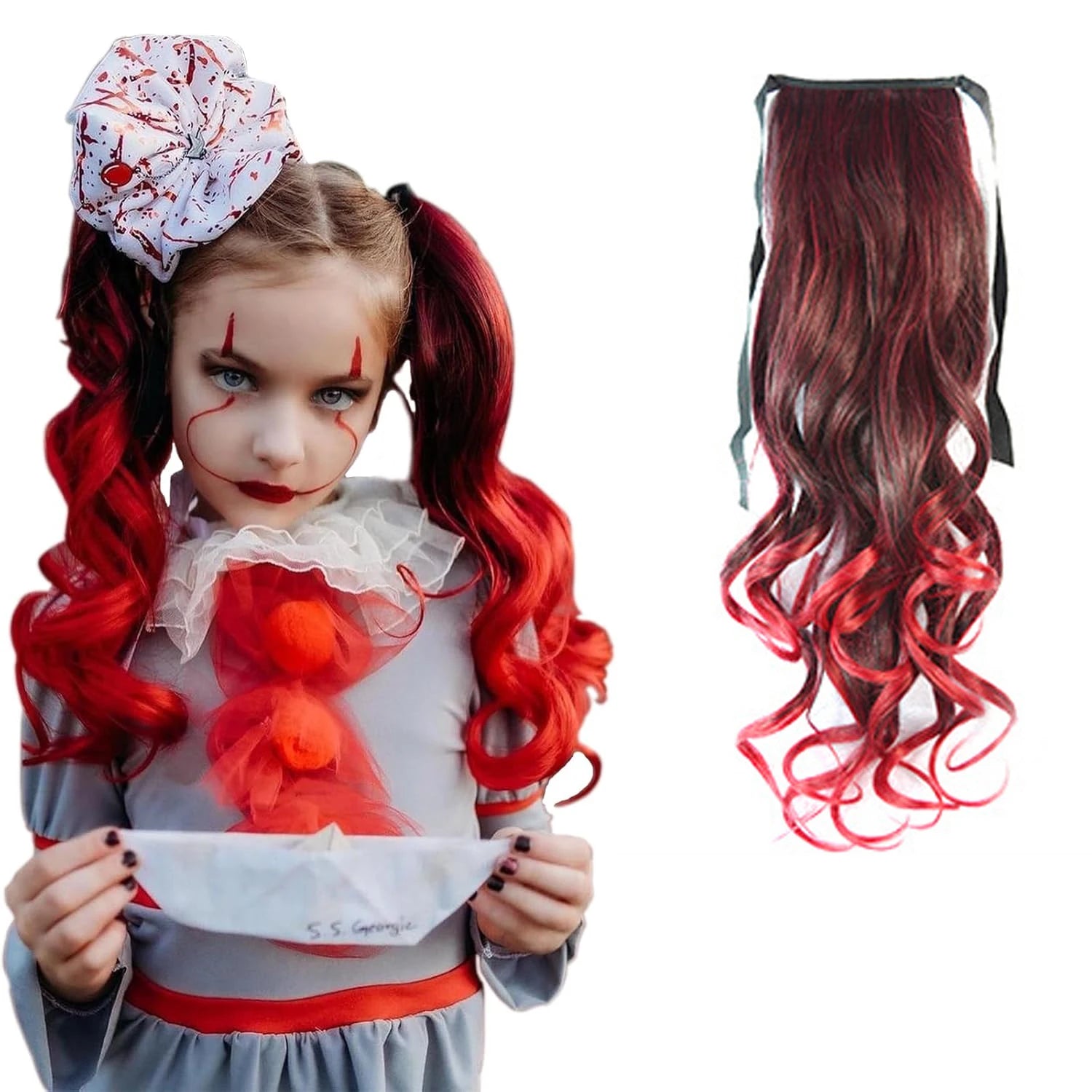 Colorful Tie up Drawstring Ponytail Synthetic Hair Hairpiece Ombre Kinky Curly Drawstring Clip in Ponytail Extension