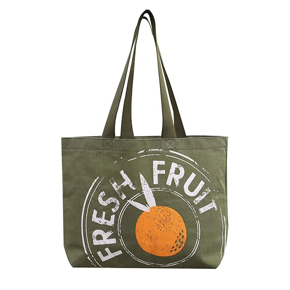 RUTH Women's Eco Organic Medium Canvas Tote Bag with PP Webbing Handles Animal Prints & Custom Logo for Beach & Daily Use