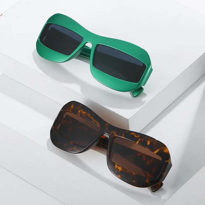 Vintage Rectangle Y2k Sunglasses for Women New Popular Brand Irregular Hop Eyewear Men Red Green Special Women Sunglasses