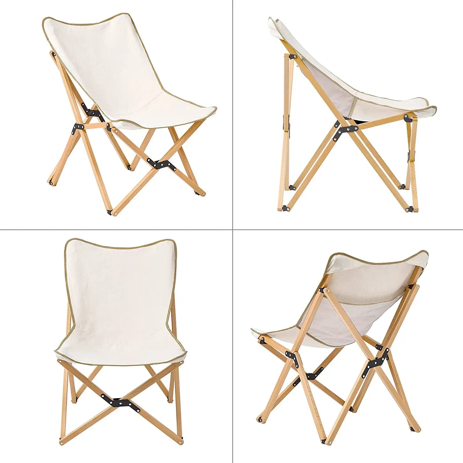 WOQI Custom Patterned Canvas Strong Wooden High Aluminum Kids Folding Camp Chair with Carry Bag for Park Outdoor Use