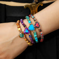 To My Godmother Women Two Color Love Elastic MultiColor Square Emperor Stone Elastic Heart Pendant Bracelet Jewelry Manufacturer