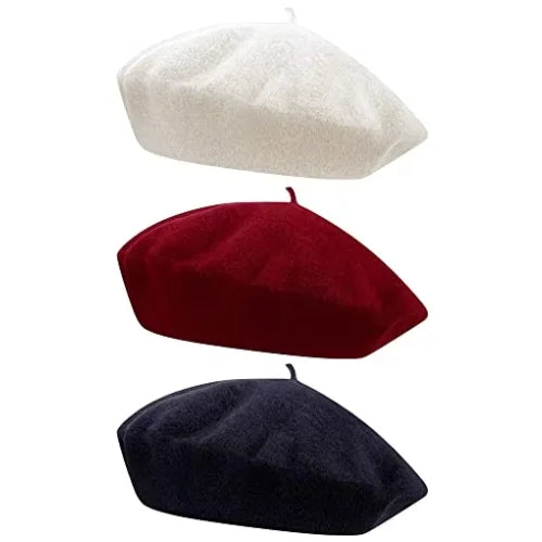 Classic Stretchable Wool French Beret Hats Stylish Character Design for Outdoor Travel