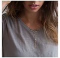EManco Luxury Y Pendant Choker Necklace for Women Minimalist Bamboo Chain Gold Stainless Lip Chain Sequin Chain Jewelry