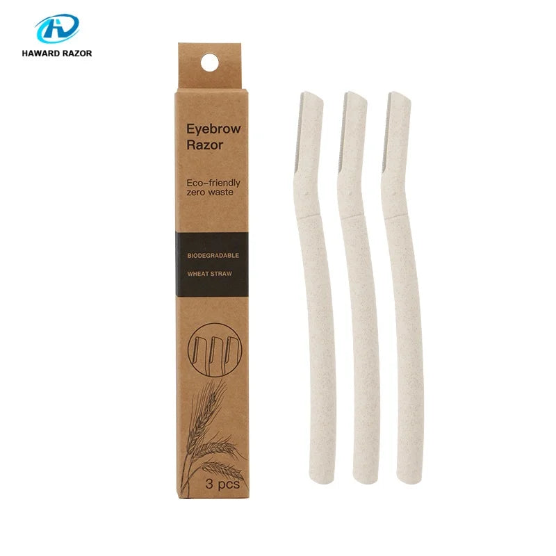 Nature Eco-friendly Women Facial Dermaplaning Tool Hair Remover Eyebrow Trimmer Wheat Straw Eyebrow Biodegradable Shaving razor
