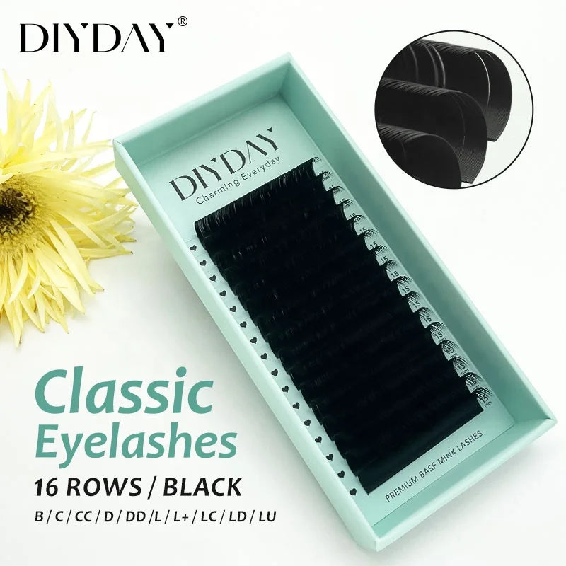 DIYDAY Classic Mink Lash Extensions Trays PBT 0.03 0.05 C D Premade Volume Fans for Beauty Salon