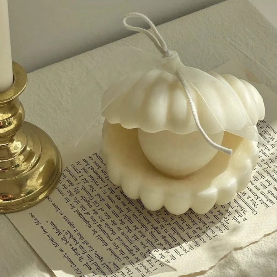 BEISI-SS6 Handmade Modern Soy Wax Scented Candle Pearl Shell Art for Home Decor New Year Mother's Day Holiday Beeswax