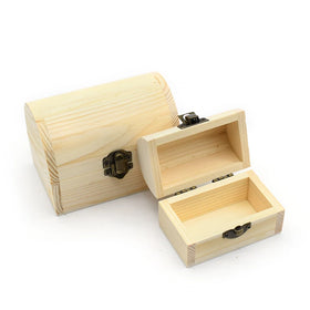 Wooden Craft Box Natural DIY Small Pine Wood Gift Storage Packaging Jewelry Box With Hinged Lid