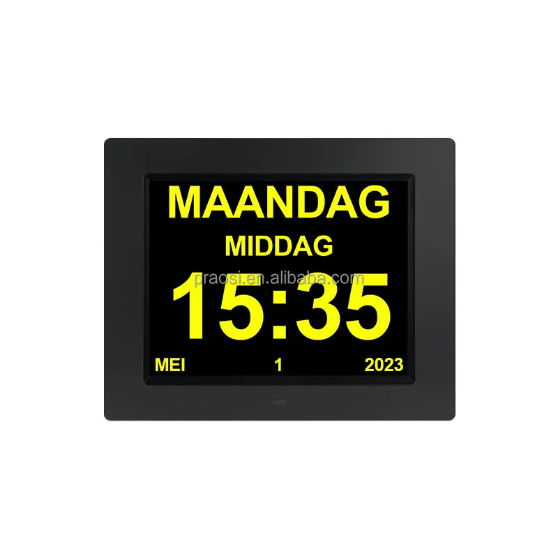25 Custom Alarms Reminders Name Day Clock 7" 8" 10" 12" 15" Large Dementia Clocks Digital Desk Wall Clock for Seniors Alzheimers