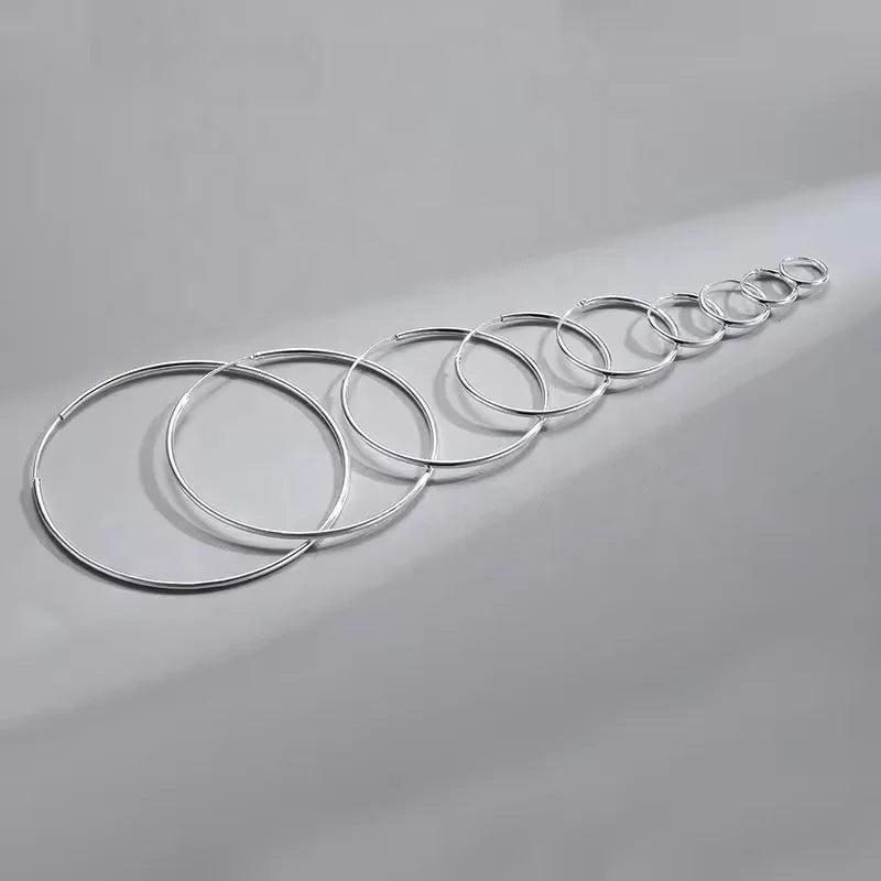 GP Hoop Earrings 925 Sterling Silver Round Fashion Jewelry Large Hoop Earrings Different Sizes for Women Ear Ring Wholesale