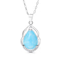 Best-selling Synthesis Larimar Gem 925 Sterling Silver Pendant for Women With Simple Design