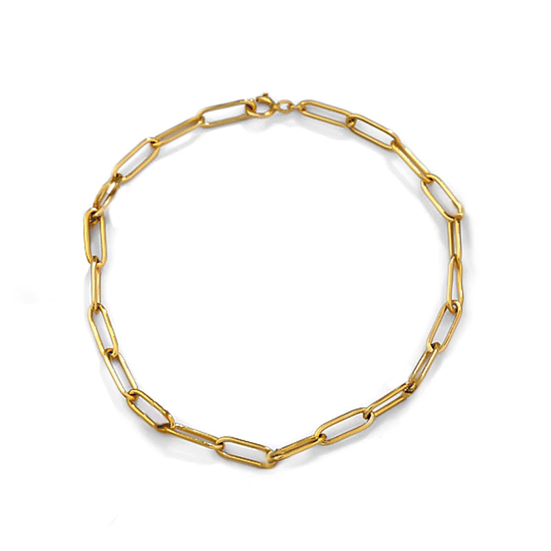 Hotsale Minimalist Gold Plated Rectangle Chain Bracelets 925 Silver Paperclip Linked Chain Bracelets 18K