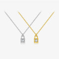 FUANAY Luxury S925 Sterling Silver Necklace Long Adjustable Link Chain with Zircon Wedding Jewelry-Love Lock Necklace