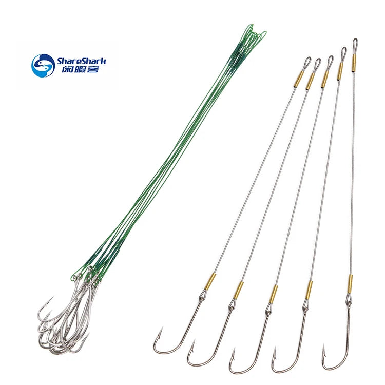 High Carbon Steel Wire Hook with Barb Fishing Tackle Bait Fishing Line Sea Fishing Wire Hook