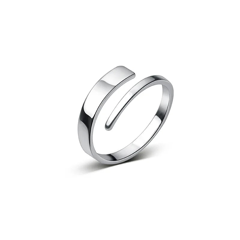 Fashion New 925 Sterling Silver Glossy Women Elegant Adjustable Finger Rings Christmas Gifts Jewelry