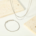 Wholesale Stainless Steel Silver Cubic Zirconia Tennis Chain Bracelets Special Design for Ladies Double Layered Necklace