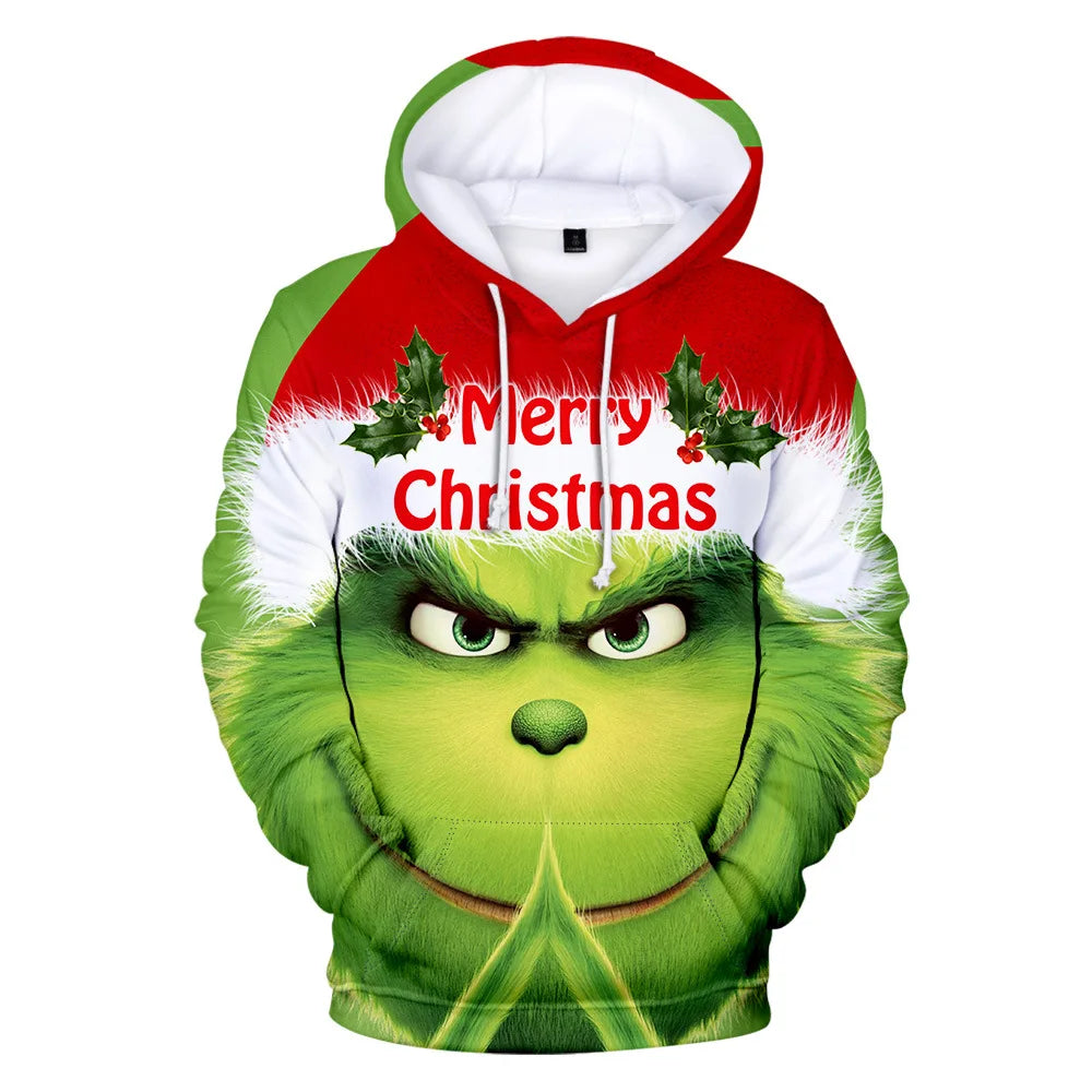 Favourite Plus Size Men's Christmas Hoodies Sweatshirts Printed Pullover Fleece Basic Style