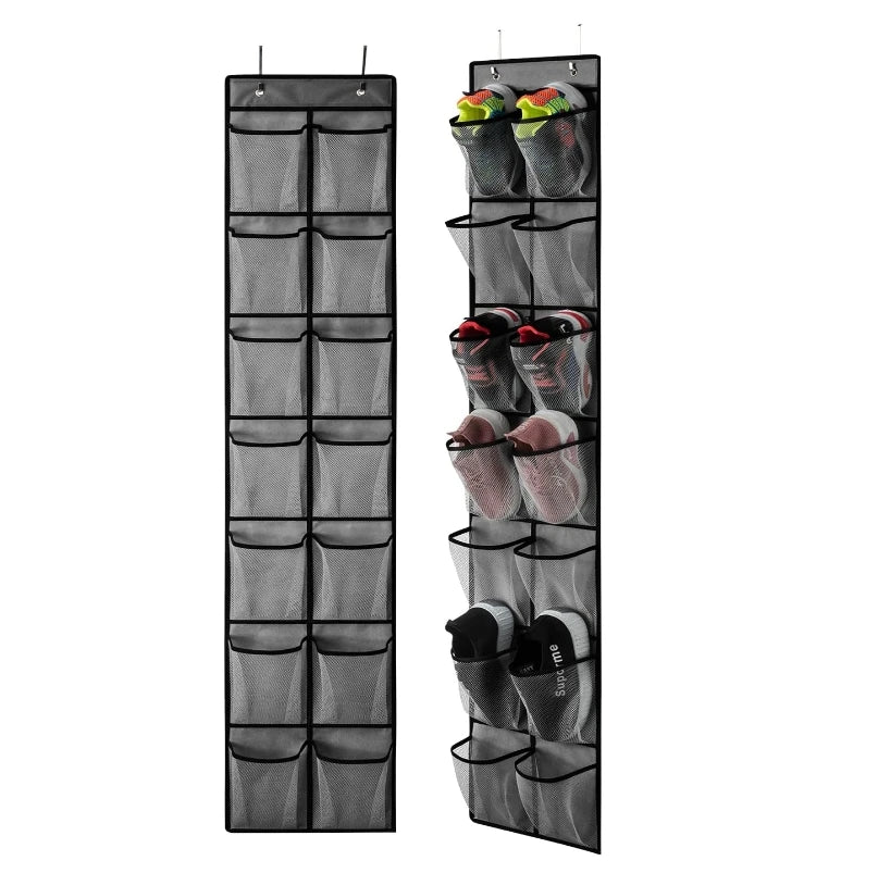14-Pocket Over the Door Shoe Organizer Foldable Space-Saving Closet and Bathroom Rack Hanging Shoe Storage Bag