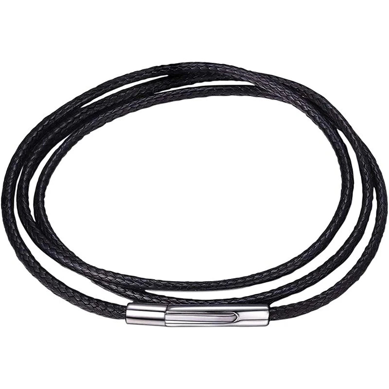 Manufacturer Wholesale Simple Leather Wax Rope Necklace Stainless Steel Buckle 2mm Men's and Women's Jewelry Fashion Necklace