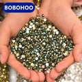 BOBOHOO A1High Quality AB Plating Xirius Strass Crystal Loose Flatback Rhinestones Glass Crystal Rhinestones Bags Use Shoes