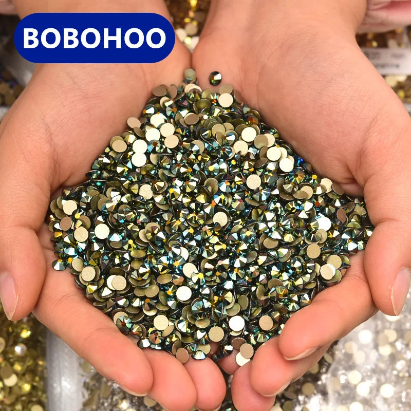 BOBOHOO A1High Quality AB Plating Xirius Strass Crystal Loose Flatback Rhinestones Glass Crystal Rhinestones Bags Use Shoes