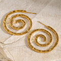 2025 New Arrival Fashion Jewelry Non Tarnish 18K PVD Gold Stainless Steel Earring Texture Hammer Pattern Spiral Hoop Earrings