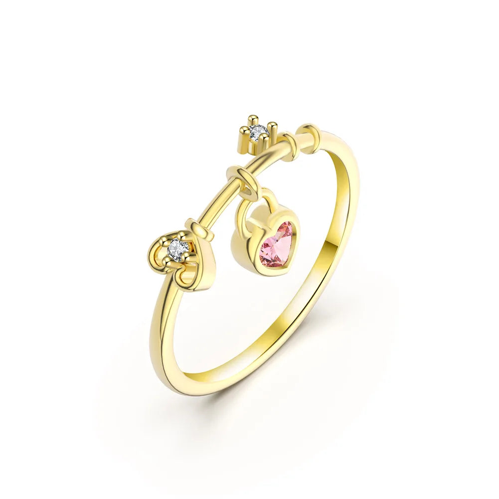 Fine Rings for Women 925 Sterling Silver Jewelry Cubic Zirconia Gold Plated Pink Cz Heart Rings