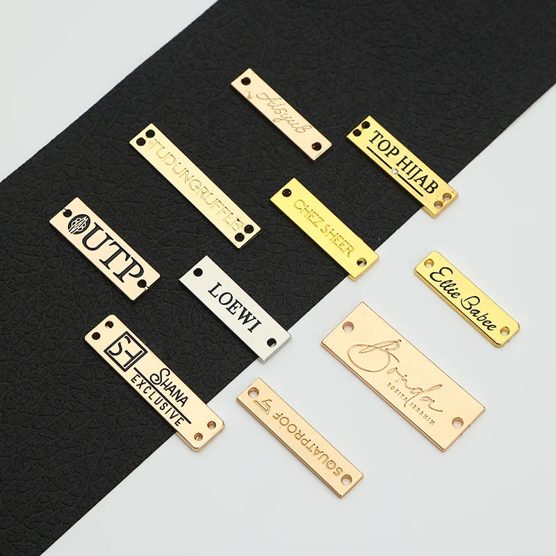 Sewing Brand Name Clothing Metal Label Logo Plate Metal Label for Hats Handbag Jeans