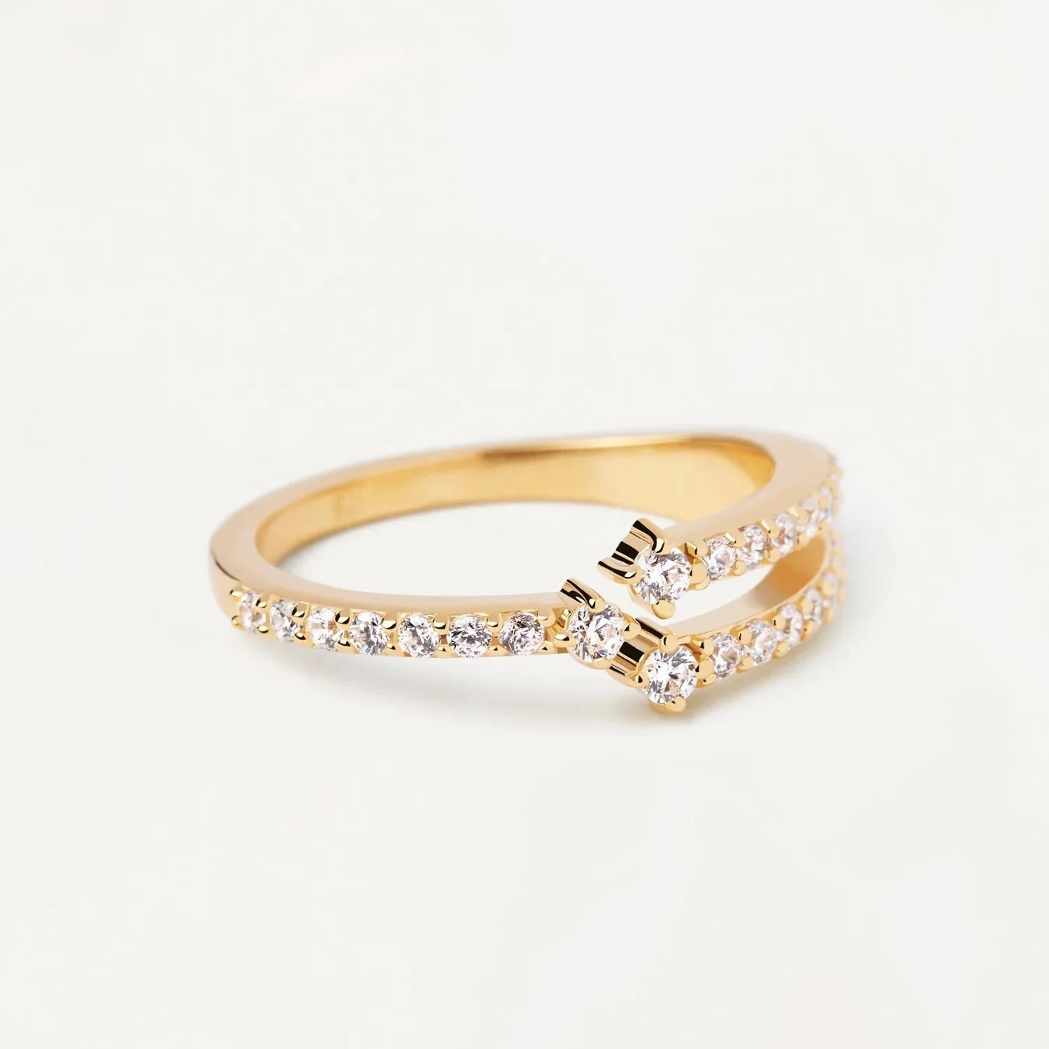LOZRUNVE Silver 925 Gold Plated Elegant Full Pave Diamond Open Delicate Ring for Women