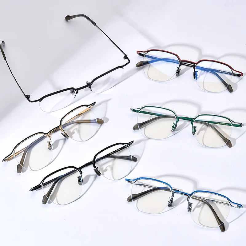 Ins Style Ready Stock Myopic Glasses Optical Latest Fashionable Semi-rimless Eyeglasses