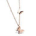18K Rose Gold Plated Titanium Stainless Steel Trendy Butterfly Choker Necklace Pendant for Girls Women Link Chain Lovers Shape MegaBDM
