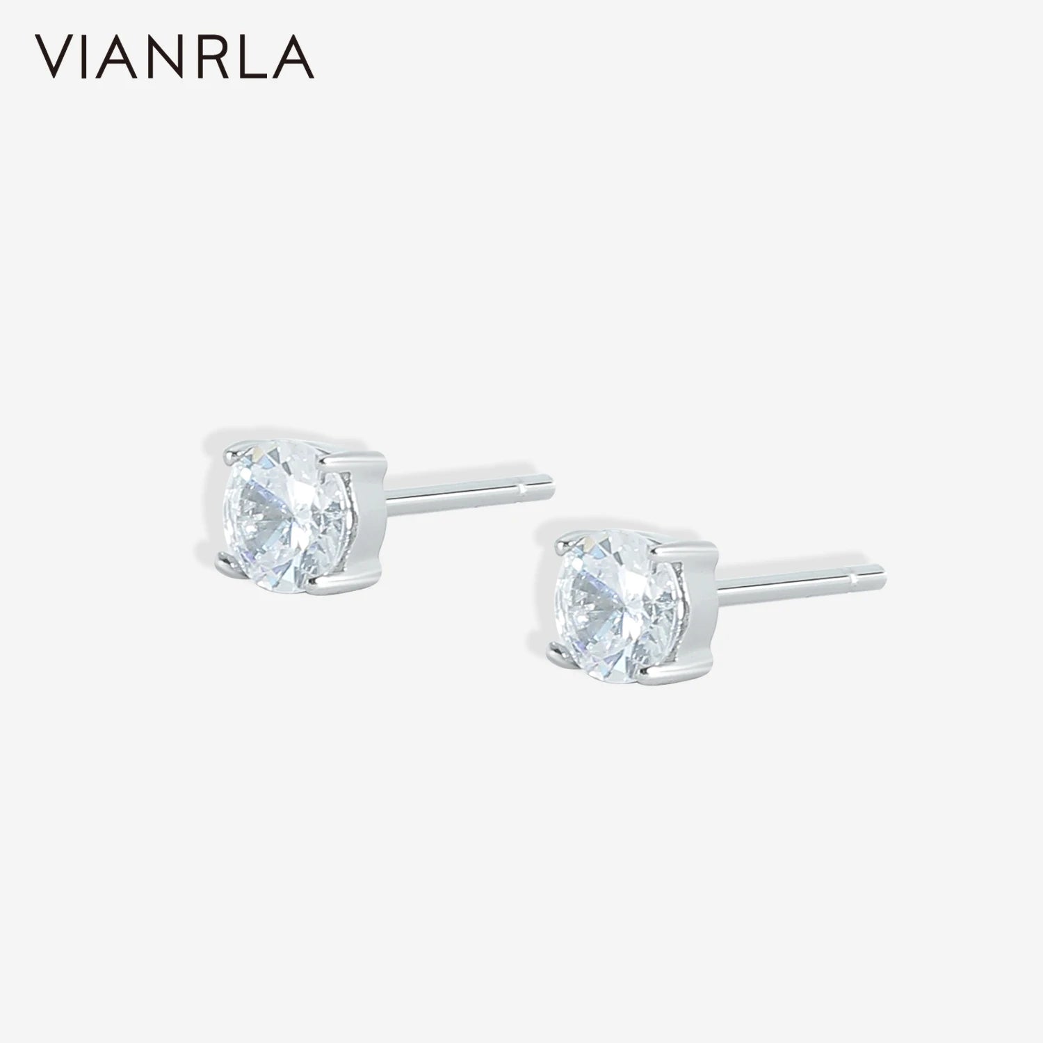VIANRLA Stainless Steel Square 4mm CZ Earrings Anti Tarnish Jewellery Prevent Oxidation Prevent Allergies Simple Earring