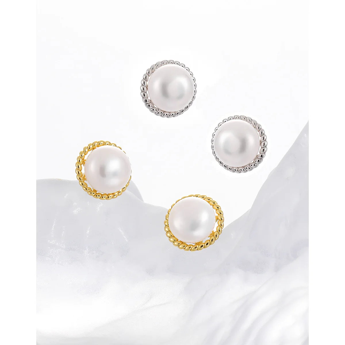 2024 New 925 Sterling Silver Minimalist Pearl Charm Stud Earrings for Girls