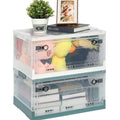 Clear Stackable Lidded Storage BinsCollapsible Storage Cube Bins with Wheels Plastic Storage Box Containers with Double Doors