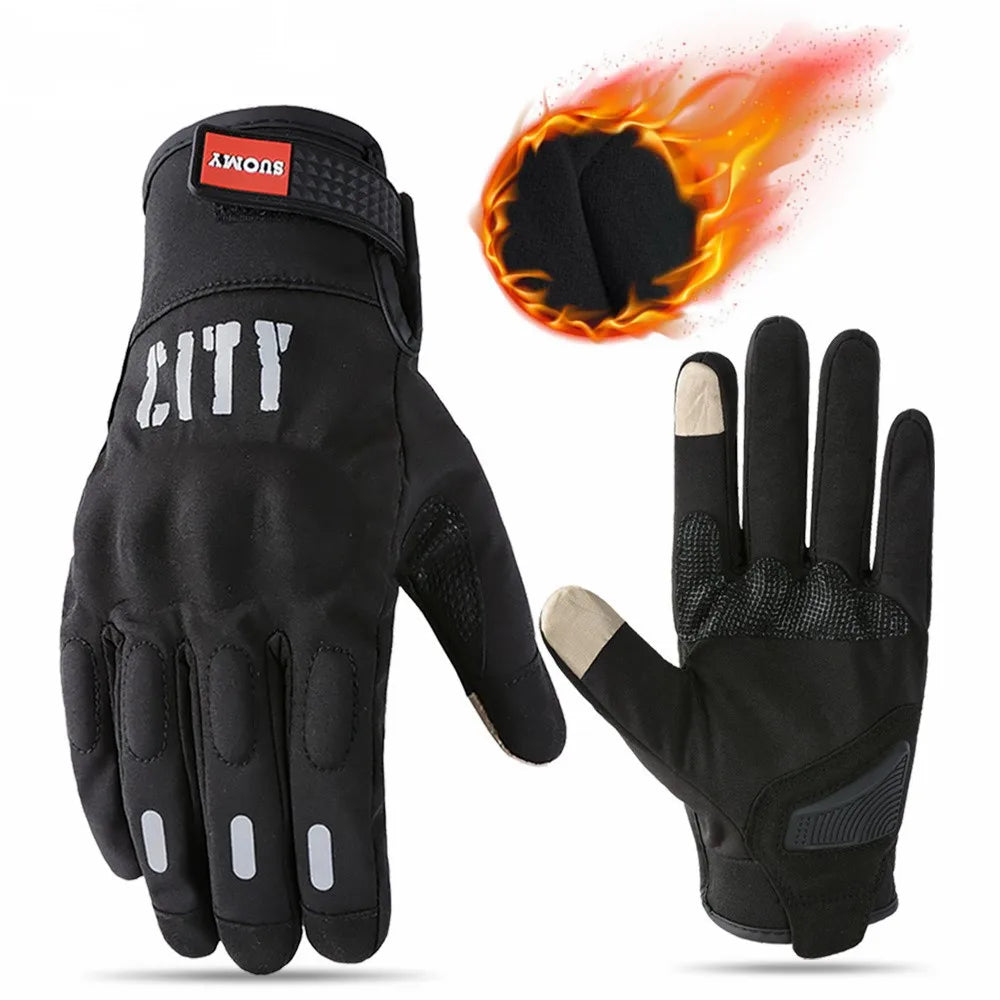 SUOMY Winter Motorcycle Gloves Men Women Touchscreen Windproof Outdoor Sport Warm Thermal Fleece Motorbike Cycling Racing Gloves