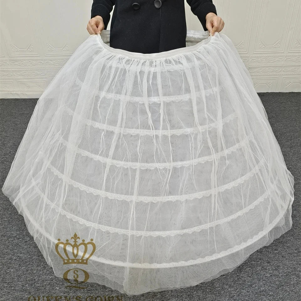 QUEENSGOWN Hotsale 7hoops Petticoat Ball Gown Underskirt Crinoline With Zipper Wedding Accessories Petticoats for Bridal Dress