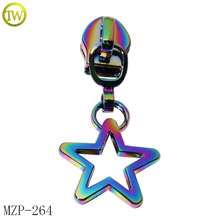 Fashion Star Shape Brand Zipper Pulls Design Wholesale Hollow logo Handbag Zipper Slider Tags for Shoes