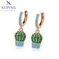 X001020368 XUPING Jewelry 18K Gold Plated Fashion Huggie With Pendant Plant Cactus Women Earring