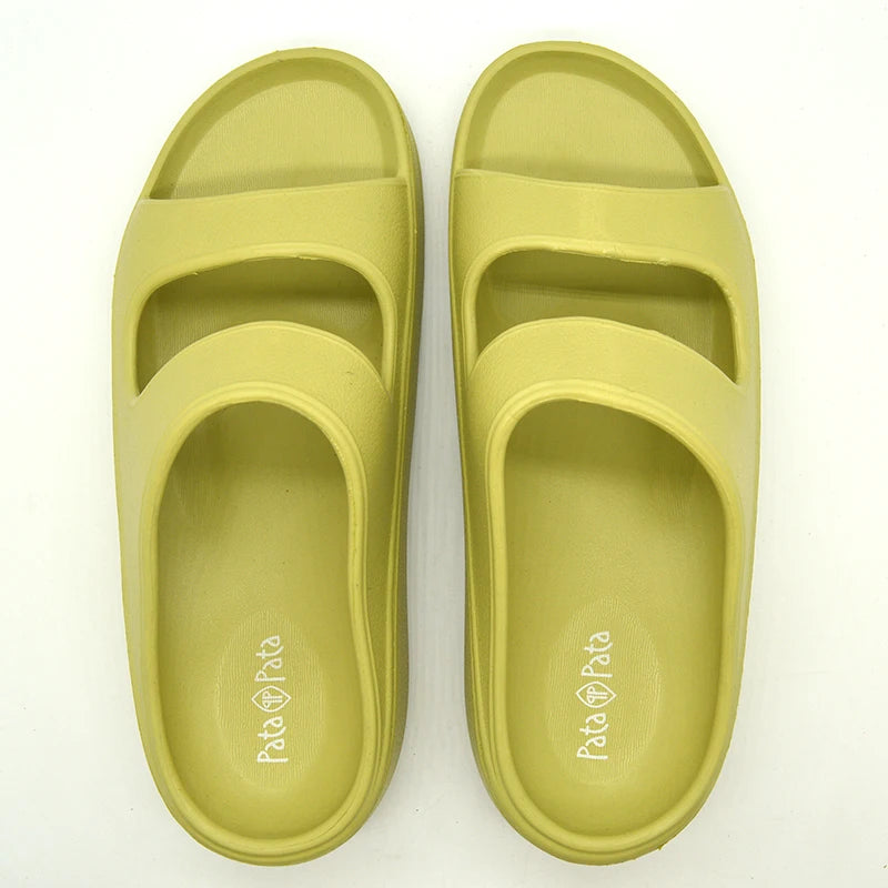 Women's Summer Open-Toe Platform Sandals Flat Anti-Slip EVA Slippers with Slip-On Closure for Spring Season