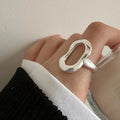 Handmade Jewelry 925 Italian Sterling Silver Irregular Hollow Out Open Adjustable Ring