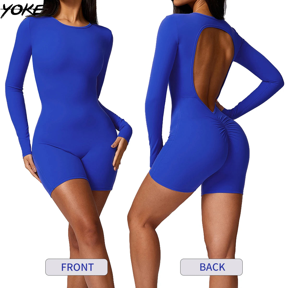 YOKE Women Fast Dry Butt Lifting Naked Feeling Workout Wear Slim Gym One Piece Back Hole Yoga Jumpsuit Bodysuit